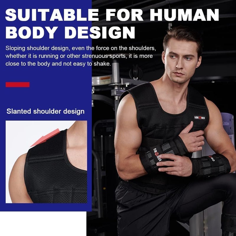 LEKÄRO Adjustable Weighted Vest for Men Women, Workout Weight Vest, Weighted Training Vest with Removable Steel Plates for Strength Training & Cardio - Image 3